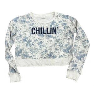 Tokyo Darling Blue Tie Dye Chilling Cropped Sweater M